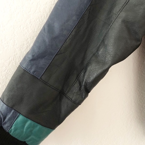 Vintage 90’s Miami Dolphins Leather Bomber Jacket - Picture 4 of 5